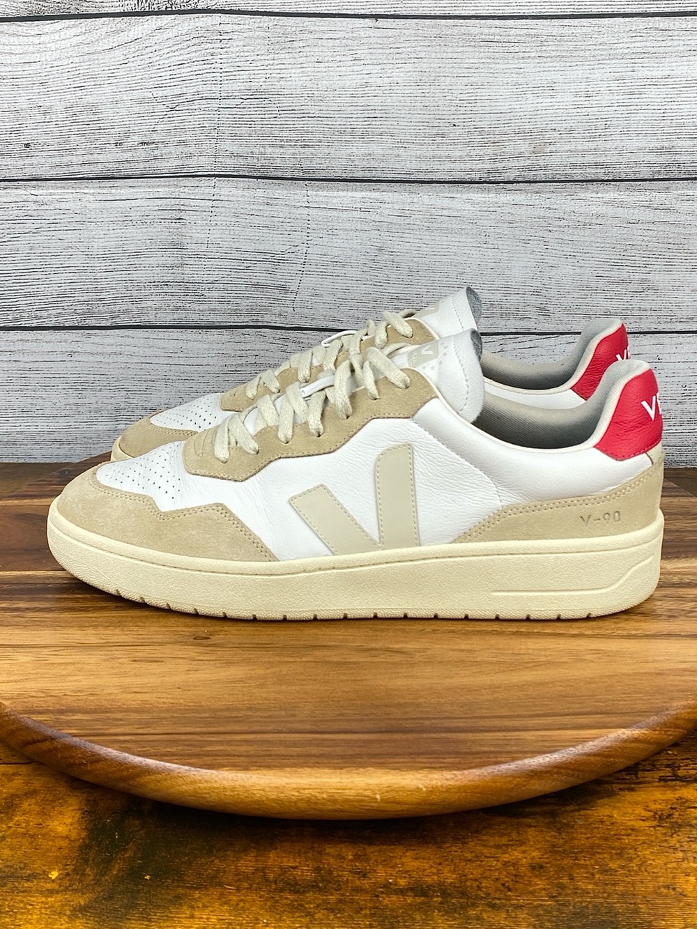 VEJA V-90 Leather Extra White Pierre Pekin Sneakers Men’s Shoe Size 12